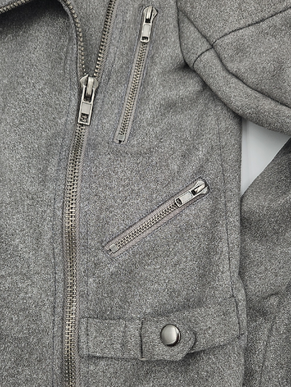 Vici Grey Moto Jacket Small Cotton Biker Style Zip - Picture 6 of 7